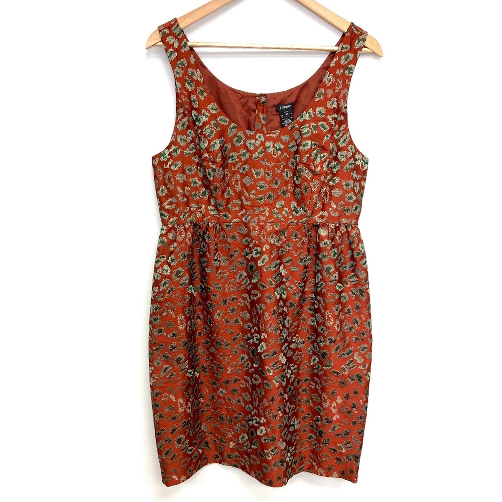 J Crew | Burnt Orange Green Embroidered Leopard